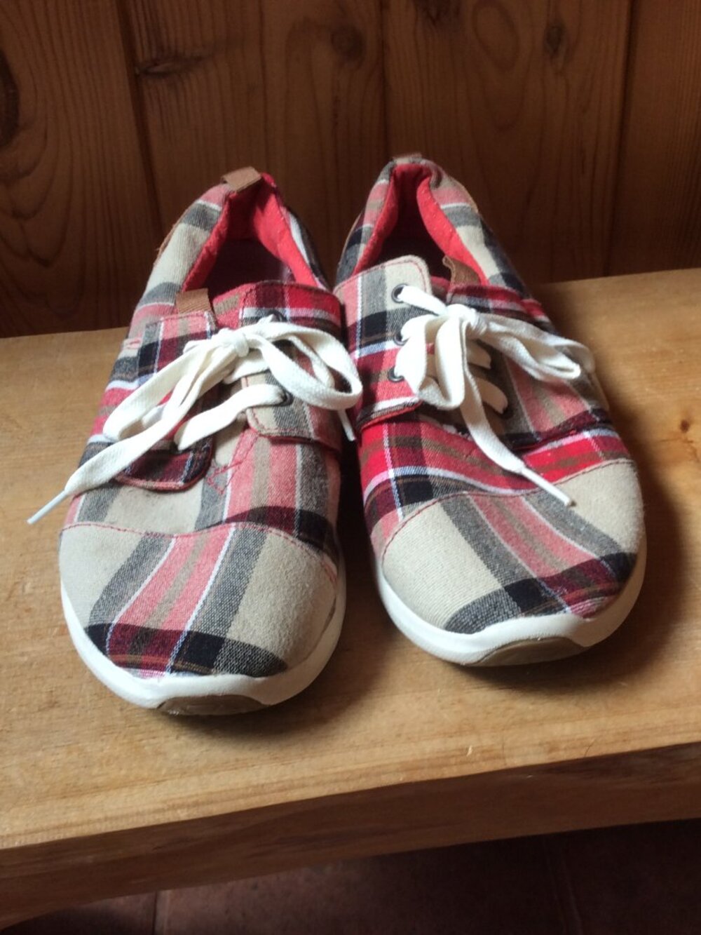 Toms Plaid Del Rey Lace Up Sneaker Shoes Size 9